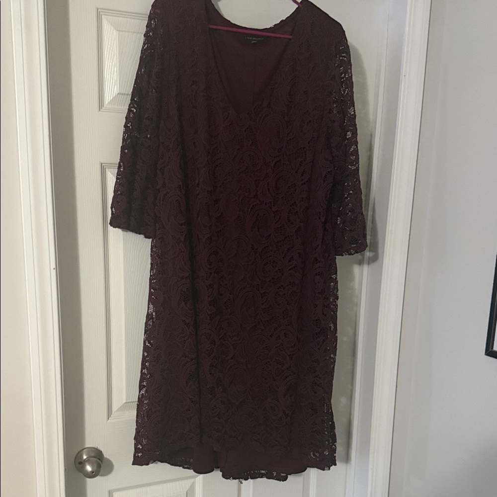 Lane Bryant Lace V-Neck Dress - Dark Red